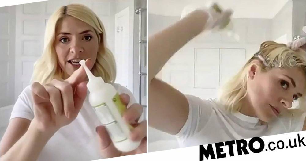 Holly Willoughby - Holly Willoughby can’t win as she’s slammed by hairdressers for promoting box dye as she touches up roots in isolation - metro.co.uk