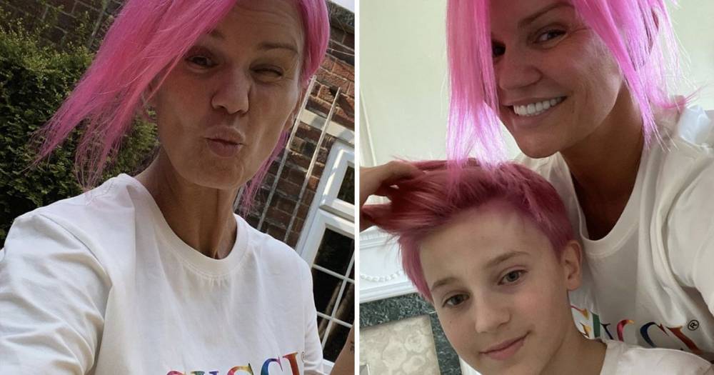 Kerry Katona - Kerry Katona and son Max, 11, show off matching neon pink hair in lockdown - ok.co.uk