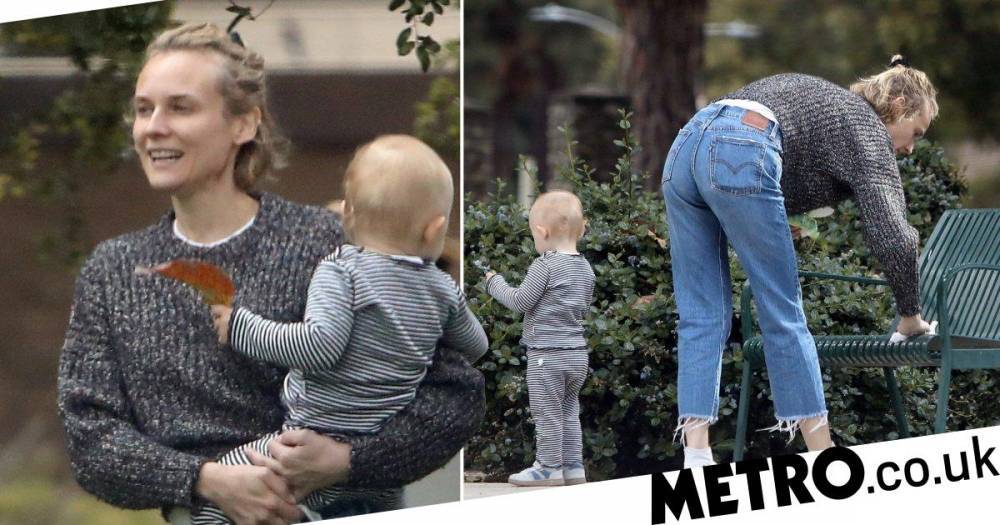 Diane Kruger - Diane Kruger is our disinfecting queen as she wipes down park bench for baby daughter amid coronavirus - metro.co.uk - Germany - Los Angeles