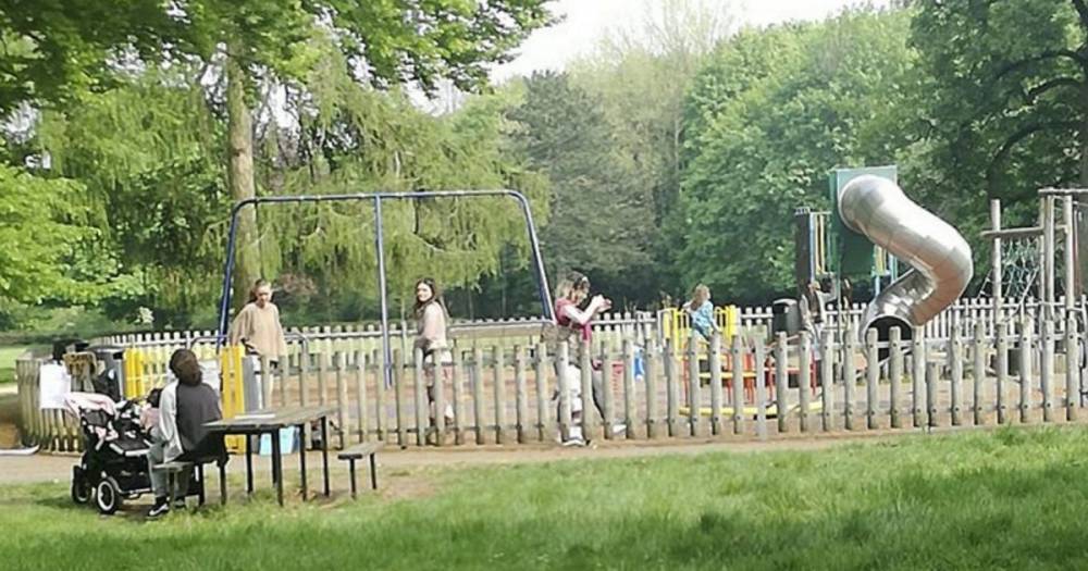 Mums occupy playground in 'outrageous' protest against coronavirus lockdown - mirror.co.uk - Britain - county Park
