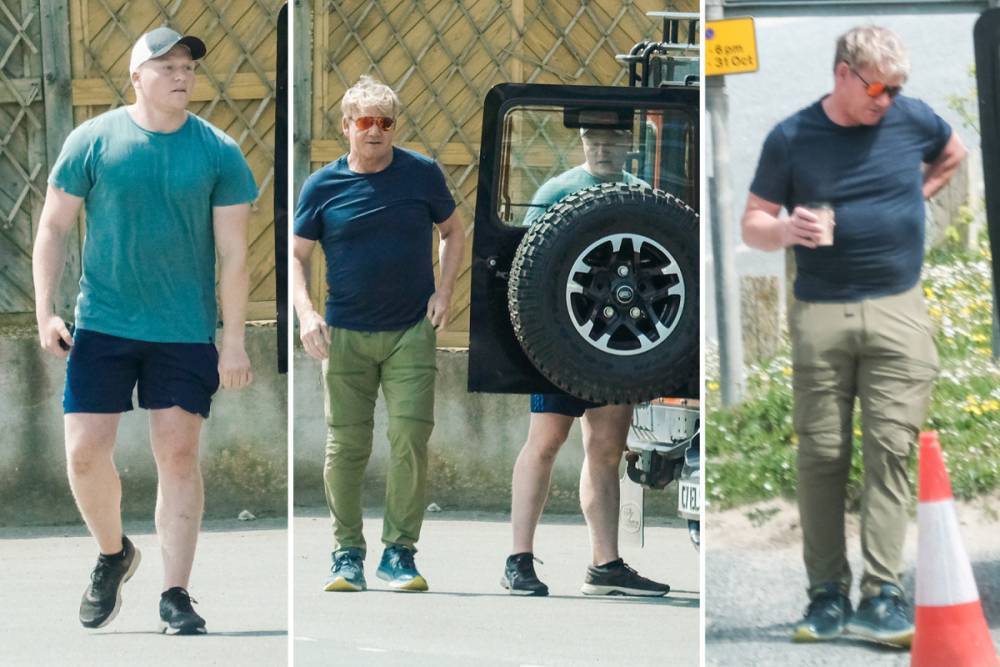 Gordon Ramsay - Gordon Ramsay and lookalike son ignore backlash from Cornwall neighbours as they pick up takeaway coffee and firewood - thesun.co.uk