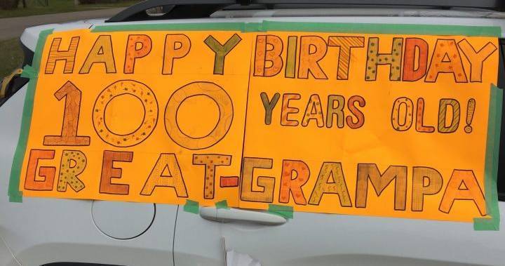 Kisbey man celebrates 100th birthday with 75 car surprise parade - globalnews.ca