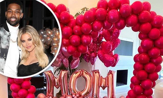 Khloe Kardashian - Tristan Thompson - Khloe Kardashian shares sweet balloon display she received from Tristan Thompson for Mother's Day - dailymail.co.uk