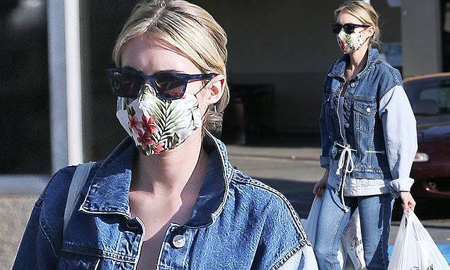 Eric Garcetti - Emma Roberts - Julia Roberts - Emma Roberts pulls together a double denim look with a very unusual jacket - dailymail.co.uk - Los Angeles