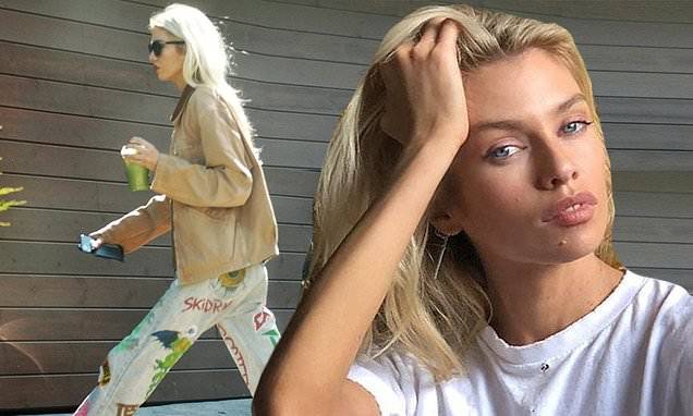 Stella Maxwell - Stella Maxwell shows edgy side in Metallica shirt and heavy metal jeans grabbing matcha green tea - dailymail.co.uk - Los Angeles - city Los Angeles