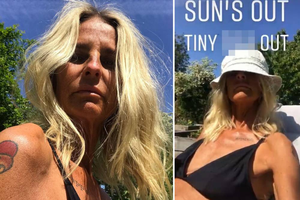 Ulrika Jonsonn, 52, sunbathes with her ‘tiny t**s’ out in black bikini - thesun.co.uk