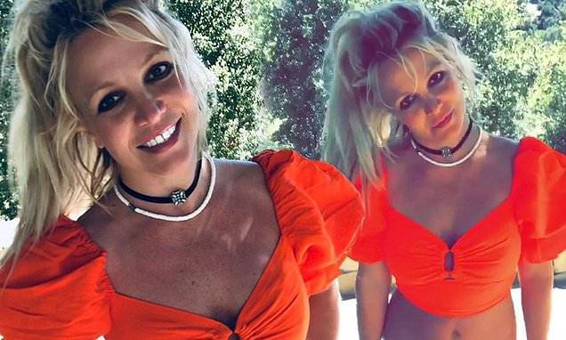 Britney Spears flaunts toned tum as she smiles 'at haters' and plays 'PEEK A BOO' with followers - dailymail.co.uk