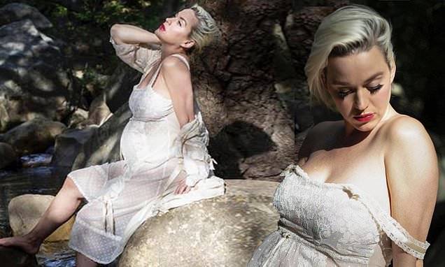 Katy Perry - Katy Perry cloaks her growing baby bump in sheer white negligee - dailymail.co.uk