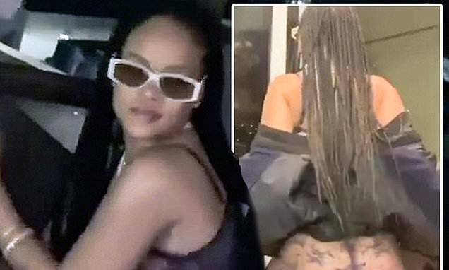 Rihanna flashes her bum in lace jumpsuit as she shares sexy video of her relaxing night in - dailymail.co.uk