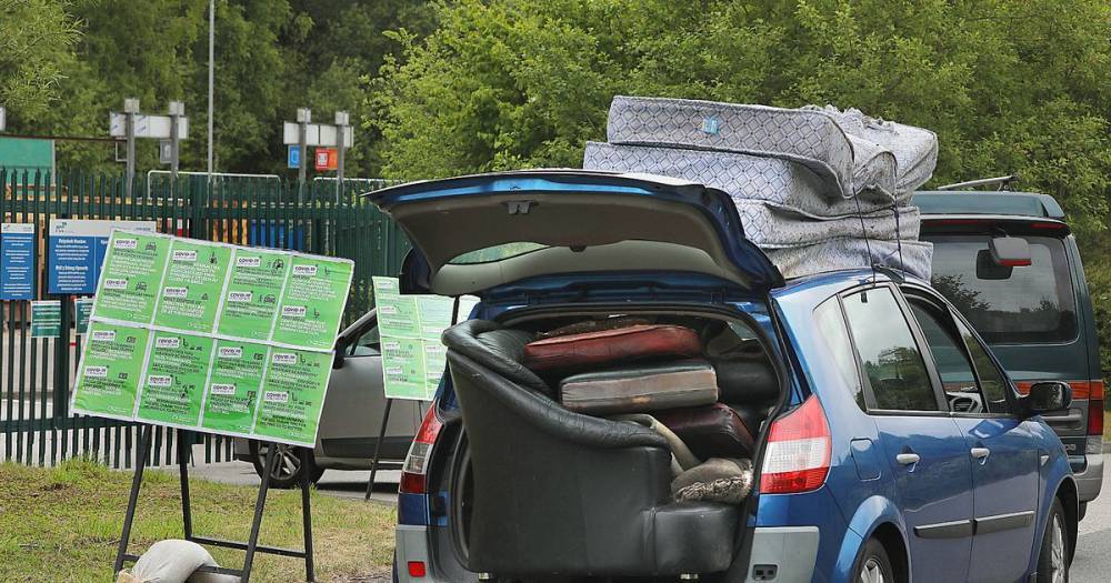 Cars piled high with rubbish queue as tips open for the first time in lockdown - mirror.co.uk