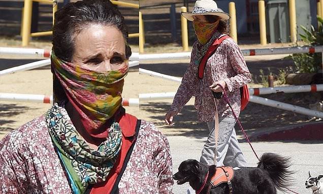 Andie MacDowell looks carefree on a dog walk after reflecting on years of insecurity - dailymail.co.uk - Los Angeles