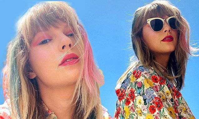 Taylor Swift shows off colorful lockdown locks in summery new photo-shoot - dailymail.co.uk