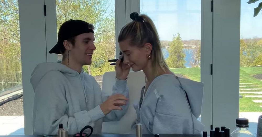 Justin Bieber does wife Hailey's makeup as they joke he's found his 'new calling' - mirror.co.uk