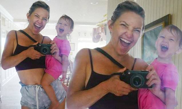 Kate Hudson - Rani Rose - Kate Hudson flaunts her bare midriff in a cropped tank top as she and daughter Rani Rose have fun - dailymail.co.uk