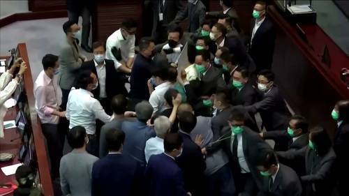Politicians dragged away after brawl erupts in Hong Kong’s legislature - globalnews.ca - Hong Kong - city Hong Kong