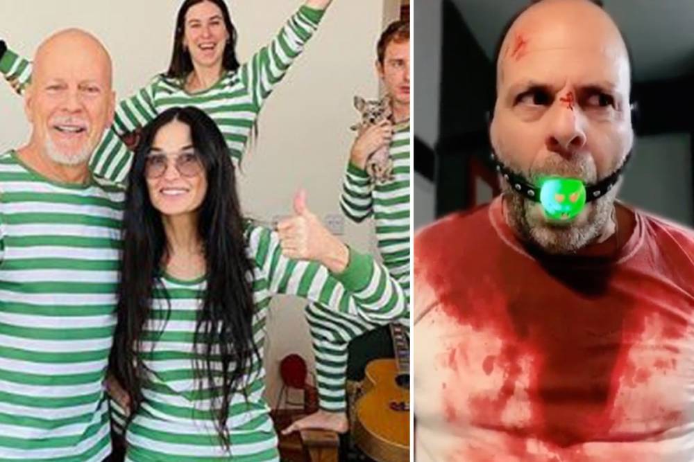 Bruce Willis - Demi Moore - Bruce Willis wears ball gag and bloody shirt in Pulp Fiction parody vid while isolating with ex-wife Demi Moore and kids - thesun.co.uk
