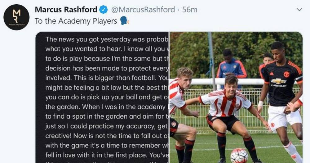 Marcus Rashford - West Ham - Marcus Rashford sends classy message to Manchester United youngsters after academy season cancelled - manchestereveningnews.co.uk - city Manchester