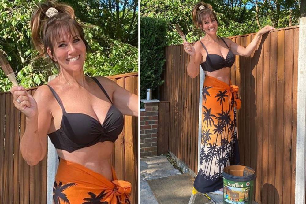 Linda Lusardi - Eamonn Holmes flirts with Linda Lusardi on Instagram as she strips to a bikini to paint her garden fence - thesun.co.uk