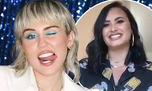 Miley Cyrus - Demi Lovato presents her friend Miley Cyrus with a 2020 Webby Award for her talk show Bright Minded - dailymail.co.uk