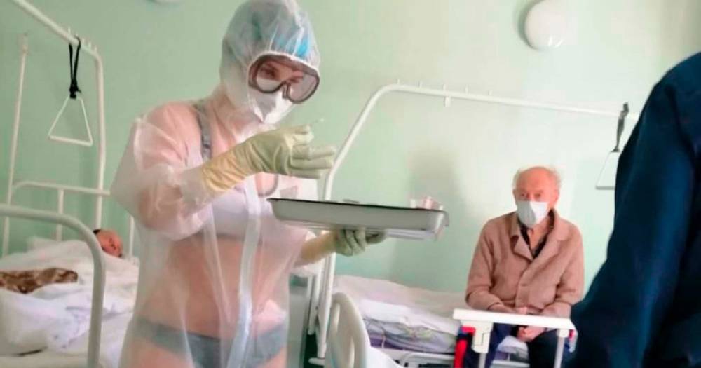 First pictures of nurse caught wearing only lingerie beneath transparent gown - mirror.co.uk - Russia - city Tula