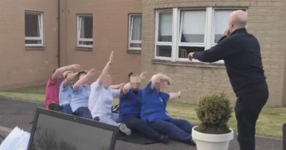 Care home workers ignore social distancing rules during car park dance and sing along with DJ - dailyrecord.co.uk - county Centre