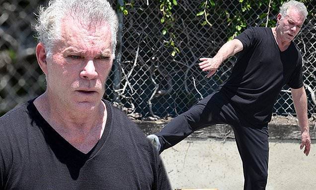 Ray Liotta - Ray Liotta refuses to succumb to lockdown laziness as he endures a socially-distanced workout - dailymail.co.uk - city Venice