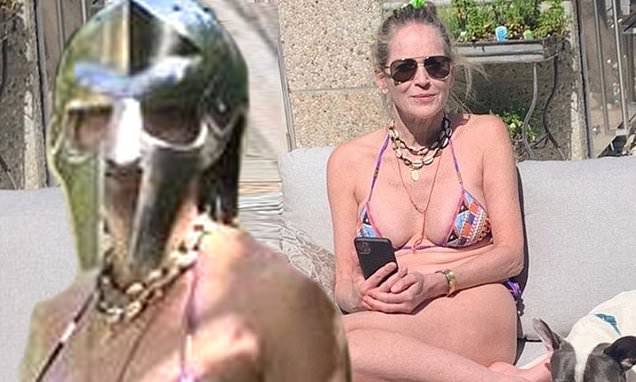 Sharon Stone, 62, mesmerizes in a bikini as she continues to quarantine by her pool - dailymail.co.uk - county Stone - city Sharon, county Stone