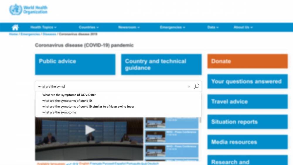 WHO launches new search feature for questions on COVID-19 - who.int