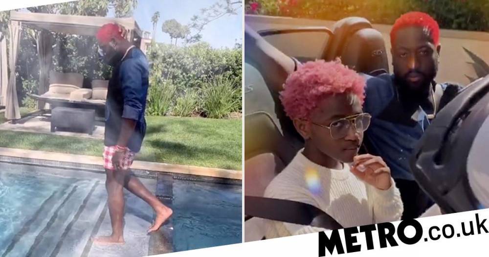 Gabrielle Union - Dwyane Wade and daughter Zaya unveil fiery new pink and red hairstyles in cute TikTok - metro.co.uk