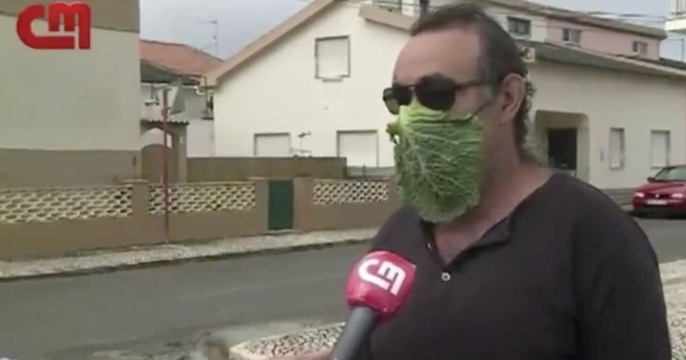 Bizarre moment man uses cabbage leaf as facemask during interview about murdered girl - mirror.co.uk - Portugal