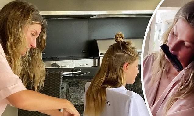 Gisele Bundchen cuts her daughter Vivian's hair as she continues self-isolating with family - dailymail.co.uk - Portugal