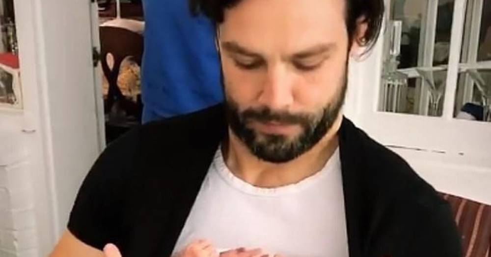 Ben Foden cradles newborn baby daughter Farrah in his T-shirt in adorable video - mirror.co.uk