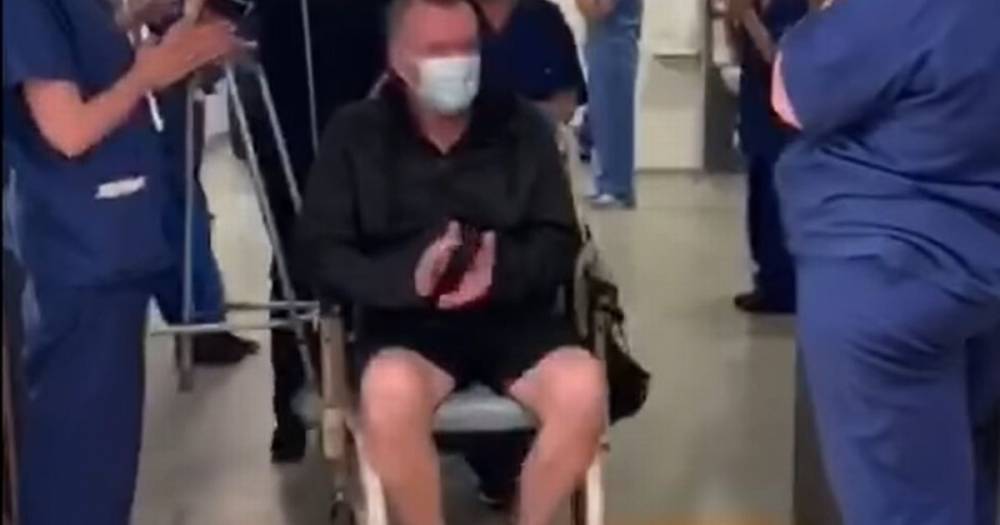 The emotional moment dad-of-three leaves hospital after it was 'touch and go' if he would pull through coronavirus - manchestereveningnews.co.uk