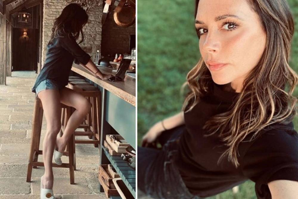 Victoria Beckham shows off her long legs in hot pants as she works from their Cotswolds home - thesun.co.uk - Victoria, county Beckham - city Victoria, county Beckham - county Beckham