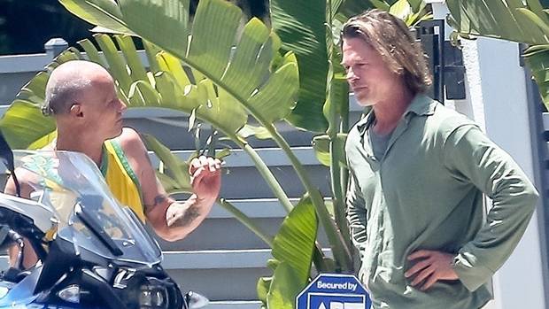 Brad Pitt - Brad Pitt, 56, Looks Smoking Hot In Ripped Jeans As He Admires Rocker Flea’s Motorcycle – See Pic - hollywoodlife.com - city Hollywood - city Malibu