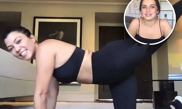 Kourtney Kardashian - Addison Rae - Kourtney Kardashian, 41, reveals she's been doing social distancing workouts with her trainer - dailymail.co.uk