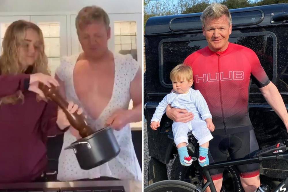 Gordon Ramsay - Lockdown flouting Gordon Ramsay cooks dinner in dress at his £4m Cornwall home as he does viral challenge with daughter - thesun.co.uk