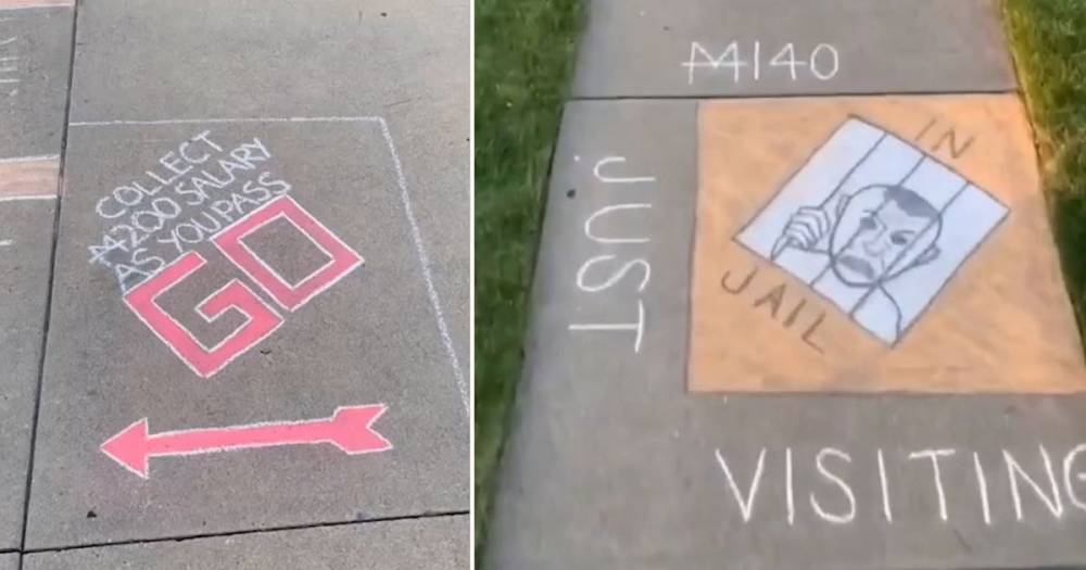 Monopoly-mad family turn street into giant board game during coronavirus lockdown - mirror.co.uk - state Iowa - county Grimes