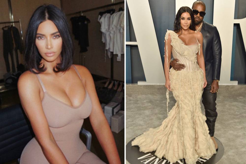 Kim Kardashian - Kim Kardashian sizzles in a nude low-cut leotard showing off her Skims range amid rumours of ‘arguments’ with Kanye West - thesun.co.uk
