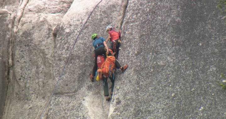 Dish soap and brute strength: Crews rescue Squamish climber with knee wedged in cliff face - globalnews.ca