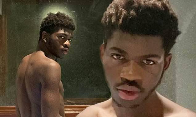 Lil Nas X goes shirtless in a hot tub for a series of racy snaps in latest Instagram post - dailymail.co.uk