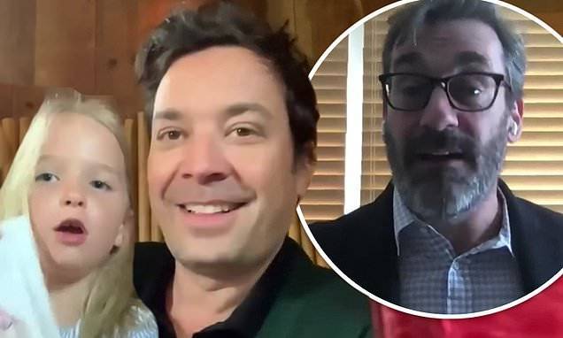 Jimmy Fallon - Jon Hamm - Jimmy Fallon's six-year-old daughter Winnie makes a special cameo in her dad's interview - dailymail.co.uk - New York - county Wayne