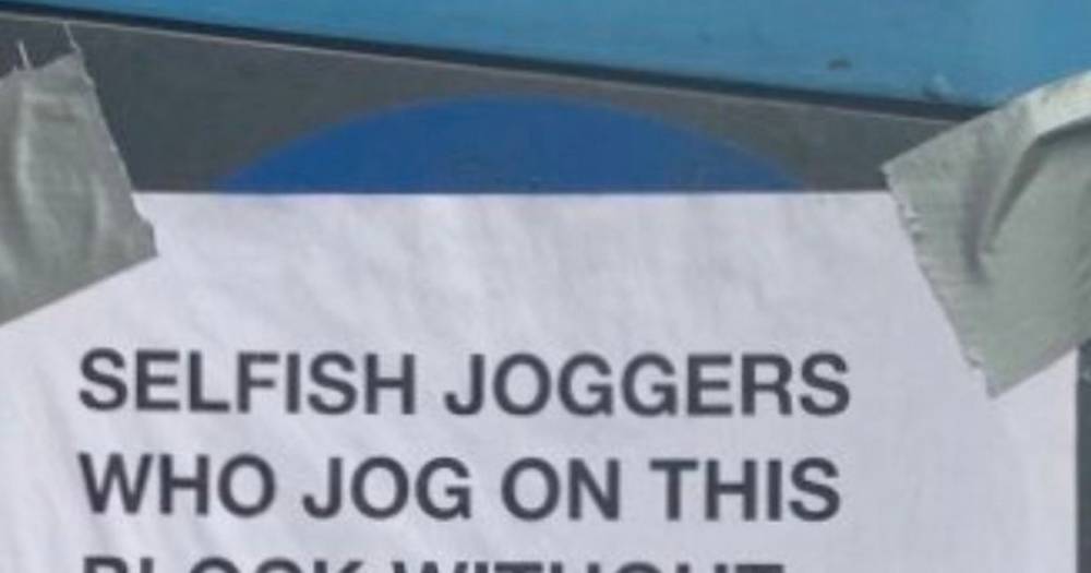 Threatening note warning 'selfish' joggers over coronavirus fears spotted in street - mirror.co.uk - New York