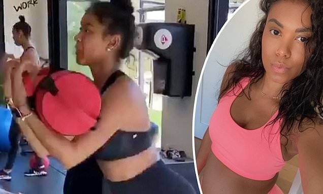 Kevin Hart - Eniko Hart - Eniko Hart works up a sweat with an at home workout while pregnant with baby number two - dailymail.co.uk