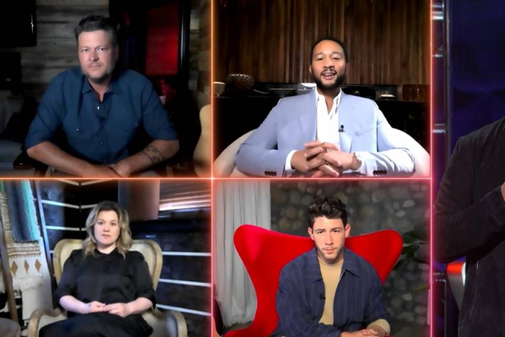 John Legend - Kelly Clarkson - James Taylor - Blake Shelton - Carson Daly - The Voice's First At-Home Playoffs Showed Off the Contestants' Virtual Versatility - tvguide.com