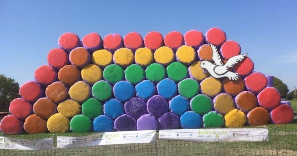 Farmer makes giant rainbow out of hay bales to help hospice suffering impact of lockdown - manchestereveningnews.co.uk