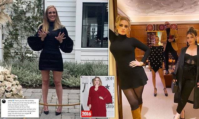 Adele shows off amazing figure in tight black mini on 32nd birthday - dailymail.co.uk