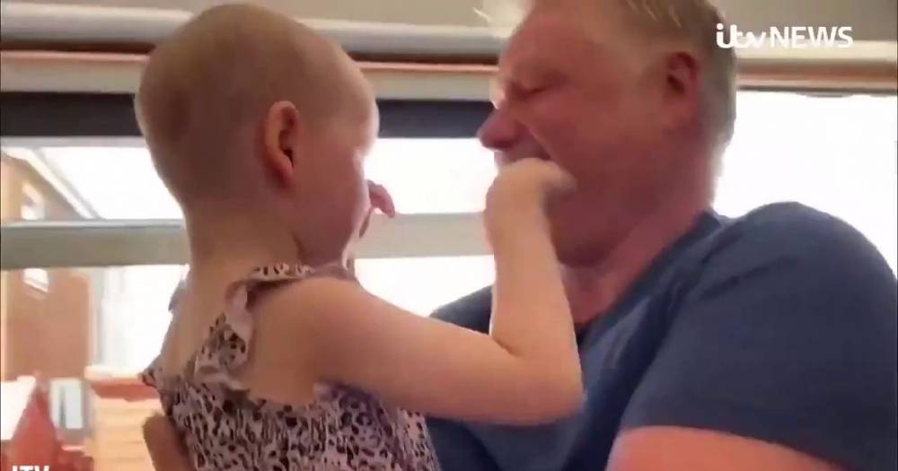 Mila Sneddon - Coronavirus: Girl, 4, with cancer has tearful reunion with dad after 7 weeks apart - mirror.co.uk
