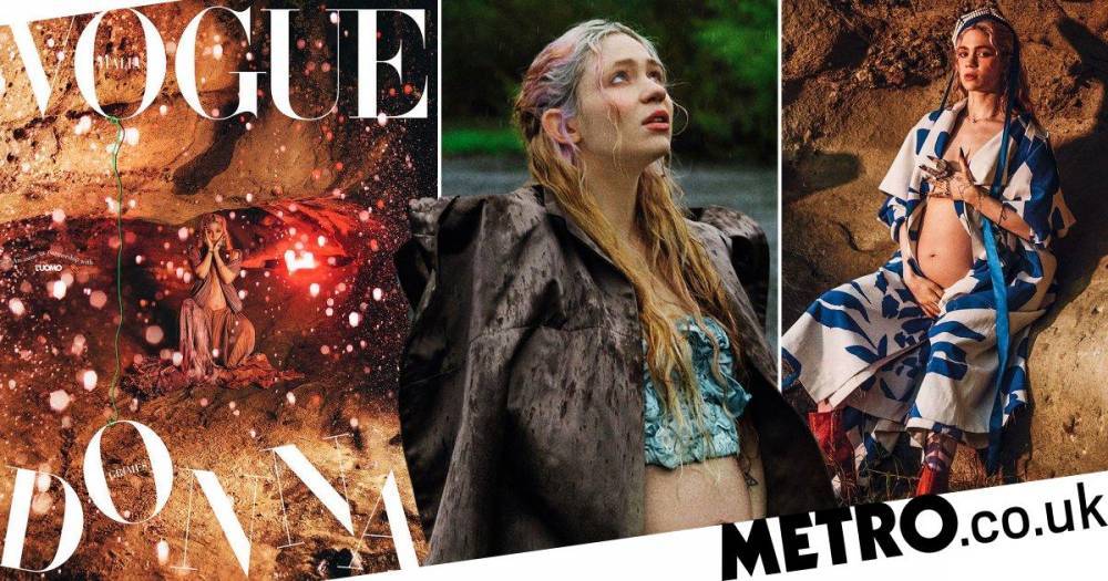 Elon Musk - Claire Boucher - Grimes bares baby bump for Vogue Italia days before giving birth to son X Æ A-12 - metro.co.uk - state California