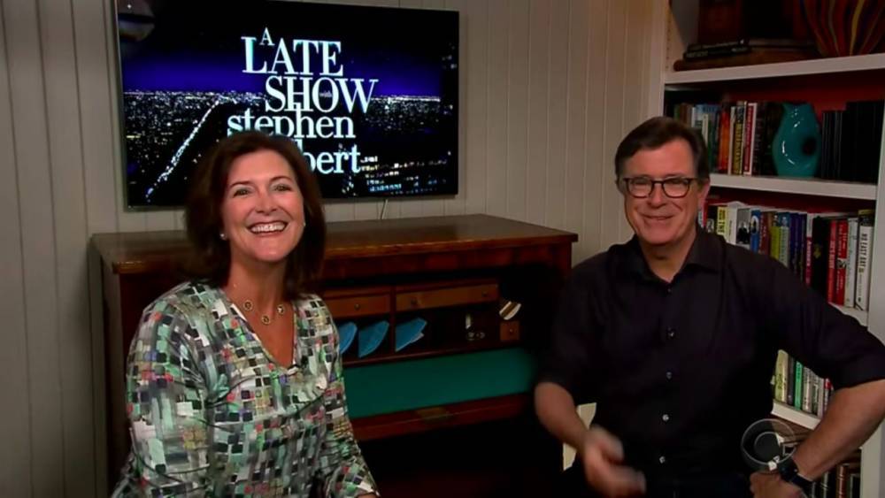 Stephen Colbert Gets Nervous Interviewing Wife Evie About Their Mother's Day Plans - etonline.com